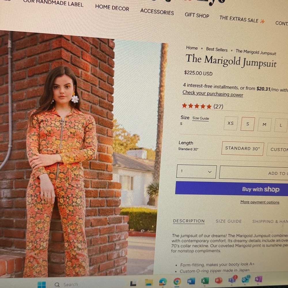 Floral Zip-Front Jumpsuit in Orange & Yellow - Picture 9 of 10